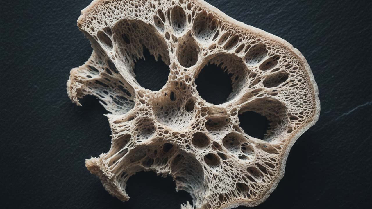 Trápi vás osteoporóza? Prečo vápnik z lekárne kosti nelieči? 3 Porovnanie zdravej kosti a kosti s osteoporózou.